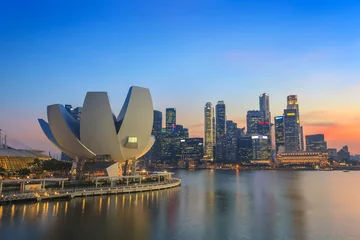 Zelfklevend Fotobehang Singapore City Skyline view at Marina Bay © Noppasinw