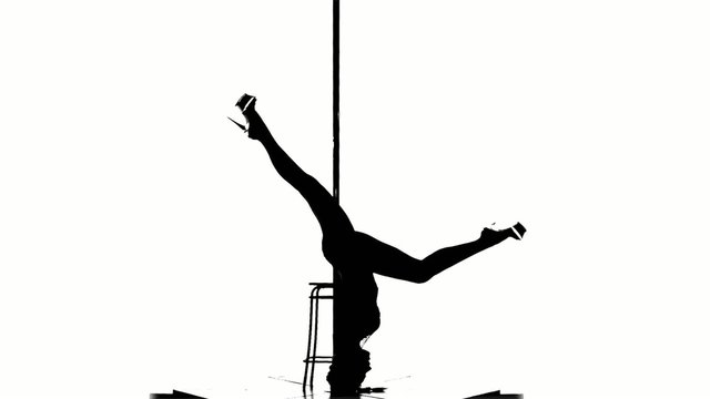 Silhouette of a sexy female pole dancing