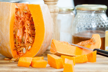 Still life of orange pumpkin