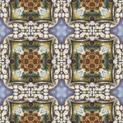 Seamless floral pattern, oil painting