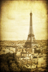 Stadtansicht von Paris mit Eiffelturm im Antiklook