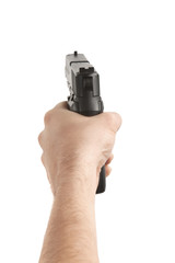 Person aiming with gun