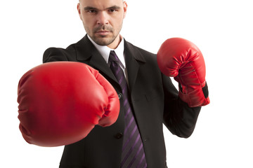 Angry man punching in air