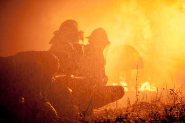 Firefighters training