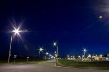 Road near the factory at night.