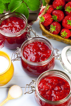 Home made strawberry jam.