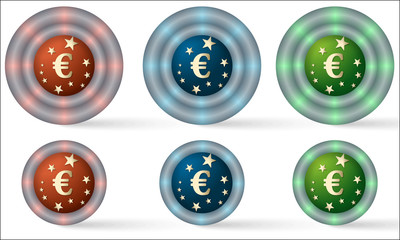set of six icons with euro symbol