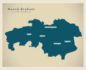 Moderne Landkarte - Noord-Brabant NL