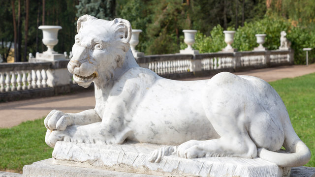 marble sculpture of a lion