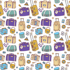 Suitcases. Seamless background.