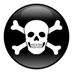 Schwarz-weißer, runder Gefahren-Button, Vektor, freigestellt