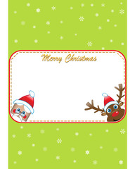 Christmas poster with Santa Claus and Rudolf