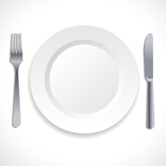 Plate, fork, knife VECTOR icon.
