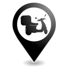 livraison en scooter sur symbole localisation noir