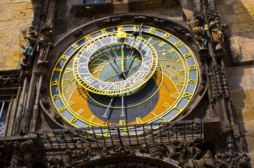 Famous astronomical clock in Prague, Czech Republic