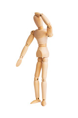 Wooden mannequin isolated on white