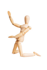 Wooden mannequin isolated on white