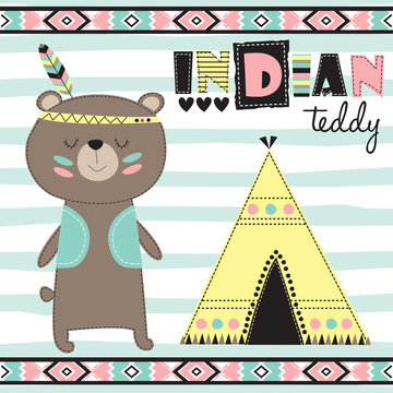 Indian Teddy Bear Vector Illustration