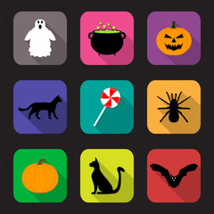 Flat design icons for Halloween