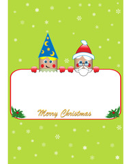 Christmas poster with Elve and Santa Claus