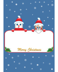Christmas poster with Puppet and Santa Claus