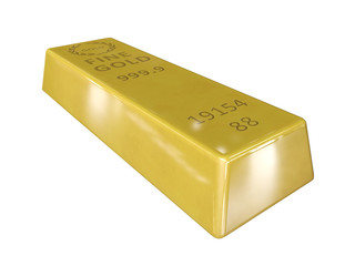 Lingot or sur fond blanc