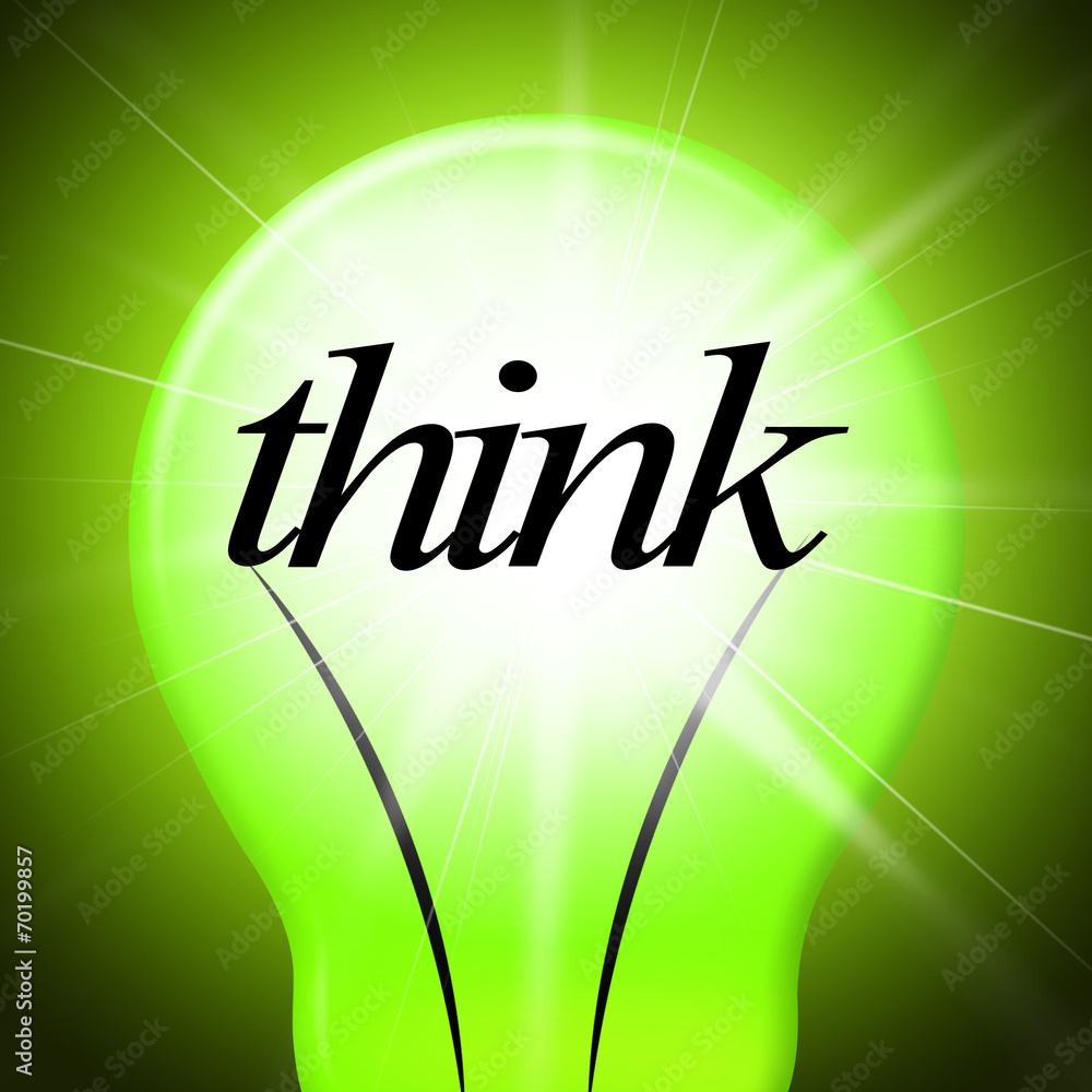 Poster think idea indicates concept inventions and contemplating