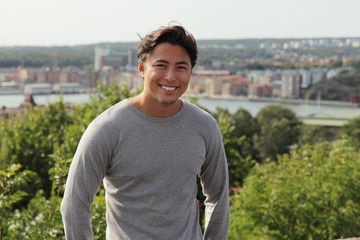 Young attractive model in grey