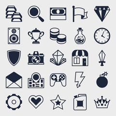 Set of game icons in flat design style.