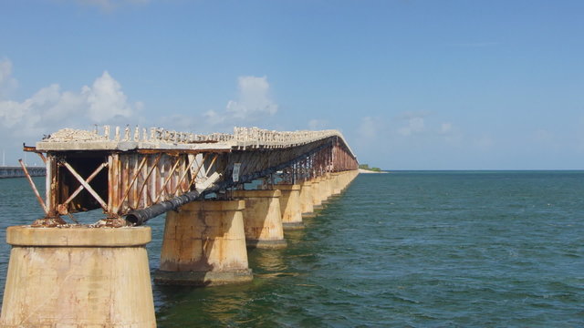 Old bridge between islands in Florida, USA