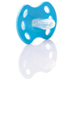Blue pacifier over white background 
