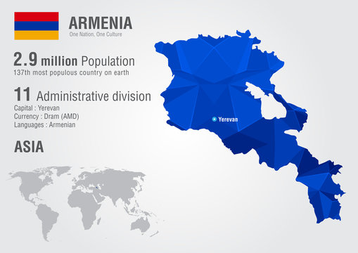 Map of Armenia, Yerevan - Asia