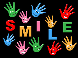 Handprints Smile Represents Child Painted And Childhood