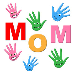 Fototapeta premium Handprints Mom Represents Human Watercolor And Painted