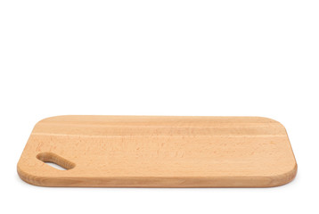 Wooden chopping board isolated on white background