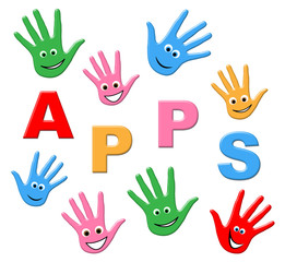 Fototapeta premium Kids Apps Means Application Software And Computing