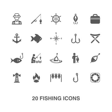 Fishing icons set.