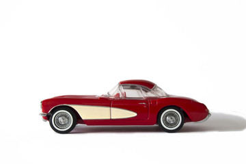 Fototapeta na wymiar Red and Cream Sports Car on white background