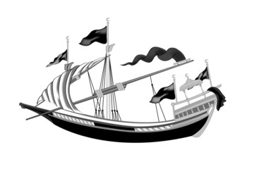 Osmanlı Kadırgası Gemi İllüstrasyonu
