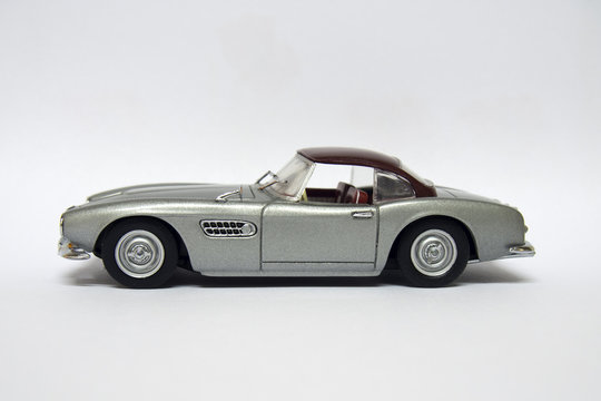 Classic Silver and Maroon Sports Car