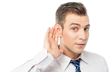 Young man executive listening