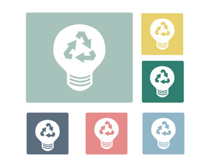 Bulb with Recycle Sign Icon Symbol Vector