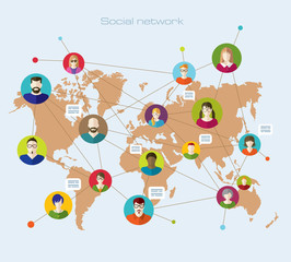 Social network and modern technology.  Flat icons.