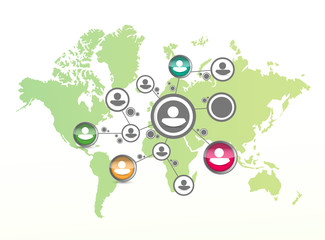 people network background and map illustration