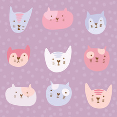 Cute childish pattern with cartoon cats.