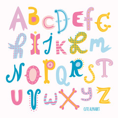 Cute hand drawn letters in cartoon style