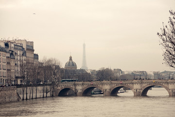 Eiffel Tower in the winter day