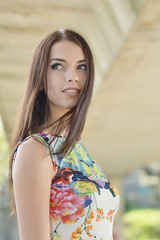 Naklejka premium woman with long beauty hair