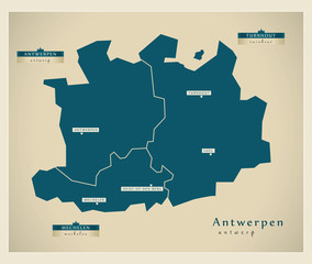 Moderne Landkarte - Antwerpen BE