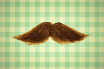 Retro styled image of a moustache in front of green wallpaper